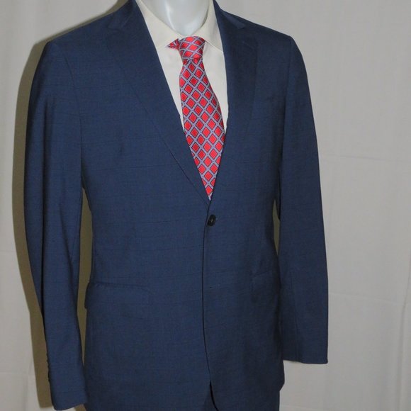 Trunk Club Custom Sample Blue Plaid Flat Front Two Button Suit 38S - Picture 10 of 14